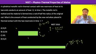 A cylindrical metallic rod in thermal contact with two reservoirs of heat at its two ends [upl. by Dagna]