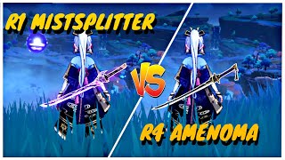 R4 Amenoma lvl 90 VS R1 Mistsplitter lvl 70  Genshin Impact [upl. by Niamert840]