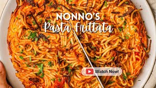 My Nonnos Pasta Frittata Recipe [upl. by Nohtiek484]