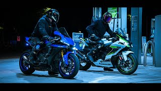 YAMAHA YZF R1 x KAWASAKI Ninja ZX10 R  4K [upl. by Akilat]