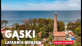 Lighthouse GĄSKI Baltic Sea Poland  4K drone footage [upl. by Akfir]