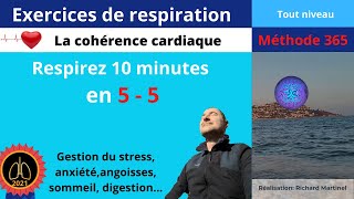 💓 2 Cohérence cardiaque  respirez 10 minutes en 55  de débutant à confirmé [upl. by Akitahs893]