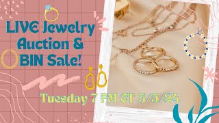 Live Jewelry Auction amp BIN Sale 7 PM CT Tues 3524 [upl. by Neely762]