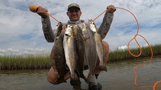 fishing Galveston bay with down south lures Texas Slam speckled trout redfish flounder [upl. by Ahsiloc633]