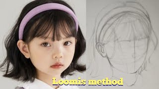 Learning To Draw Baby Girl Face With The Loomis Method 💫 [upl. by Krell]