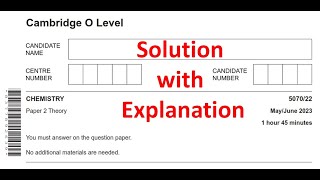 O Level Chemistry 5070  Paper 2 Variant 2  MayJune 2023  Explained Solution 507022MJ23 [upl. by Adia]