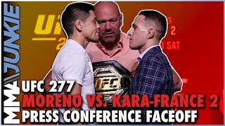 UFC 277 Brandon Moreno Kai KaraFrance Show Big Respect At Press Conference [upl. by Ennairam]