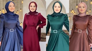 Saten Tesettür Abiye Elbise Modelleri Yeni sezon 2023  Hijab Dresses For Party [upl. by Paulina240]