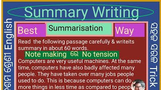 Summary Writing or short Note making for class 10 9 Detailed Explanation summary [upl. by Gilges746]