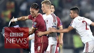 Serbia Albania match abandoned after drone sparks clashes  BBC News [upl. by Terrell]