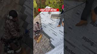 Steep roof install 🏡🪜🔨safety roofing roofers roofs steep dyi roof roofer [upl. by Richmal]