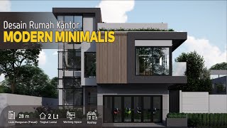 Desain rumah kantor RUKAN modern minimalis  2 lantai plus Rooftop [upl. by Tufts]