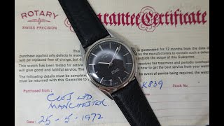 1972 Rotary 17 Jewels mens manual wind watch with textured dial and box and papers [upl. by Nowell]