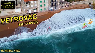 PETROVAC plaža i Veliki Talasi Snimak Dronom Mart 2024  PETROVAC Beach 4K Drone Video Crna Gora [upl. by Enelloc]