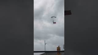 Parachutist drops into BOA Stadium before Carolina Panthers’ Home Game shorts [upl. by Teerprah]