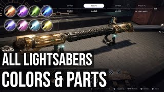 All Lightsaber Sets Colors Parts amp Materials Showcase  Star Wars Jedi Fallen Order [upl. by Boehike]