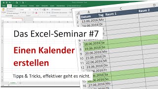 Das ExcelSeminar 7 einen Kalender erstellen [upl. by Farny179]