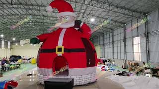 Christmas Santa Bounce House Fun In The Sun Inflatables Business Giant Bouncy Castle [upl. by Eyks]