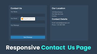 How To Make A Responsive Contact Form Using HTML And CSS  Contact Us Page HTML CSS [upl. by Hellman156]