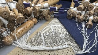 Twitch stream 141124  Making a torchon bobbin lace net curtain stronking through triangle 7 [upl. by Achorn]