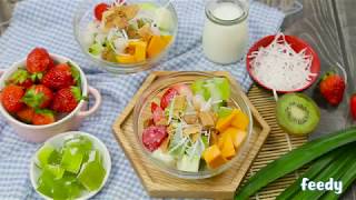 Fruit with pandan jelly gruel  Recipe by Feedy Food [upl. by Brennen]