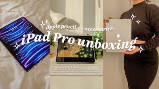  iPad Pro 2022 M2 129quot  apple pencil 2 amp accessories aesthetic unboxing 📦✨ [upl. by Caassi351]