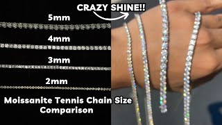 2mm 3mm 4mm 5mm Tennis Chains Side by Side Comparison FT HarlemBling Guu Shop  more [upl. by Alisa]