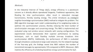 Energy Efficient Synchronization in Industrial Internet of Things An Intelligent Neighbor Knowledge [upl. by Jeniffer286]