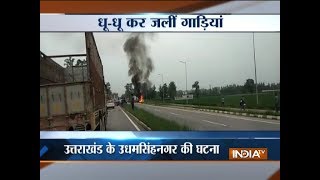 Cars catch fire in Uttarakhands Udham Singh Nagar no casualty reported [upl. by Fin]