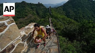 China’s Great Wall Marathon returns after fouryear suspension due to pandemic [upl. by Ayaj]