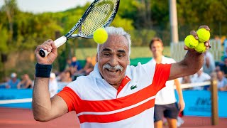 FUNNIEST Tennis Match EVER You Wont Stop Laughing 2 Mansour Bahrami Trick Shots [upl. by Giddings]