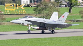 4K 4 McDonnell Douglas F18 C Hornet Swiss Air Force arrival at Meiringen Air Base LSMM [upl. by Natika]