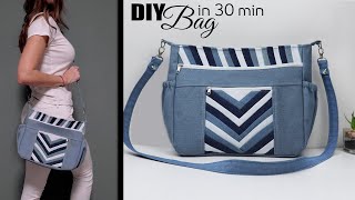 DIY Denim Jeans Small Cuts Idea How to sew a tote bag from cloth [upl. by Harneen]