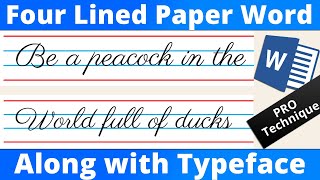 Four Lined Paper in MS Word Along with Typeface  Microsoft Word Tutorial [upl. by Reinhold]