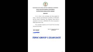 TSPSC GROUP 1 EXAM DATE UPDATE [upl. by Vallo115]