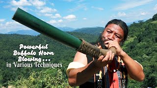 Various Buffalo Horn Blowing Techniques  by a powerful blower  Th Rainii Poumai [upl. by Salvidor132]