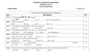 CLASS9 MATHS  PT3 Exam Question Paper  CBSE  periodic Test 3  Kendriya Vidyalaya Students [upl. by Carn]