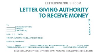 Letter Giving Authority To Receiving Money – Authority Letter Format  Letters in English [upl. by Metzger]