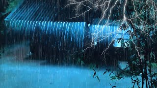 Heavy Rain and Roaring Thunder  Relax to a Nighttime Thunderstorm [upl. by Enaoj]