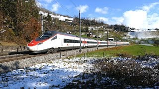 Züge auf der GotthardbahnWinter 2017Goldau Gnipenbach [upl. by Mojgan]