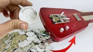 Turning 1600 RadioShack Dollar Coins Into a Lapsteel Guitar [upl. by Assi]