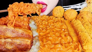 ASMR CHEESY CARBO FIRE NOODLE CHICKEN CHEESE BALL 까르보불닭 뿌링클 치킨 치즈볼 먹방 EATING SOUNDS MUKBANG [upl. by Fabian254]