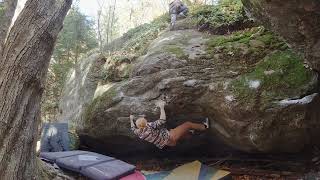 Bolton Vermont Bouldering  Spook Left V8 [upl. by Anem690]