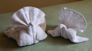 Towel Art  Towel Turkey Folding  Towel Origami  How to Make Towel Animal Peacock [upl. by Gonsalve]