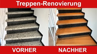 KlingerFoliende  Treppe umgestalten  Treppen renovieren  Treppen Folierung [upl. by Ahsinid495]