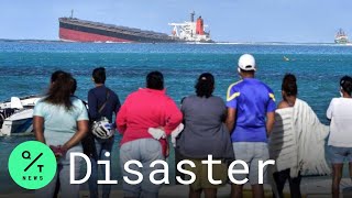 Bad Weather Hurts Efforts to Stop Oil Spill Off Mauritius [upl. by Annamaria420]