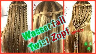 💗 2 Strähnen Wasserfall Zopf amp einfache Weihnachtsfrisur 🎄 Flechtfrisur [upl. by Moser740]