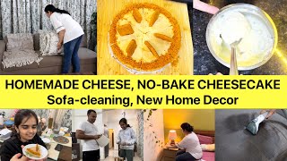 Cooking Delicious Nobake Cheesecake Homemade Cheese Recipe Sofa Cleaning at home christmas cake [upl. by Reiners]