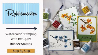 Watercolor Stamping with TwoPart Rubber Stamps [upl. by Ahsienroc]