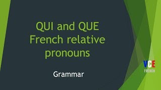 QUI and QUE  French relative pronouns [upl. by Georgy]